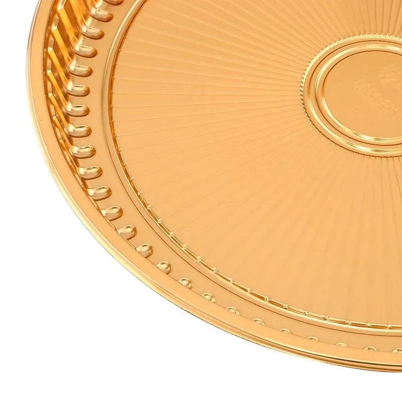 Christmas Tray Circular Reusable Plastic Gold 32cm X 32cm X 3cm Includes Clear Lid - Total Height with Lid 6.5cm – image 3