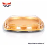 Christmas Tray Square Reusable Plastic Gold 30.5cm X 30.5cm X 3.5cm Includes Clear Lid - Total Height with Lid 5cm – image 4