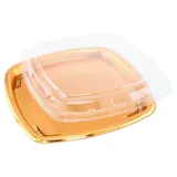 Christmas Tray Square Reusable Plastic Gold 30.5cm X 30.5cm X 3.5cm Includes Clear Lid - Total Height with Lid 5cm – image 1