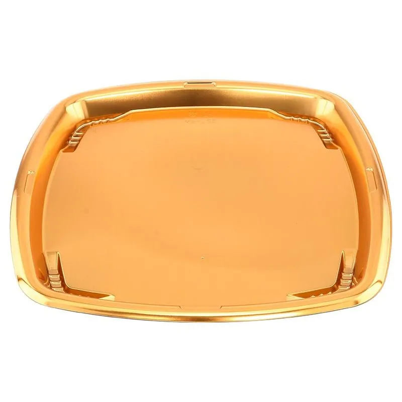 Christmas Tray Square Reusable Plastic Gold 30.5cm X 30.5cm X 3.5cm Includes Clear Lid - Total Height with Lid 5cm – image 2