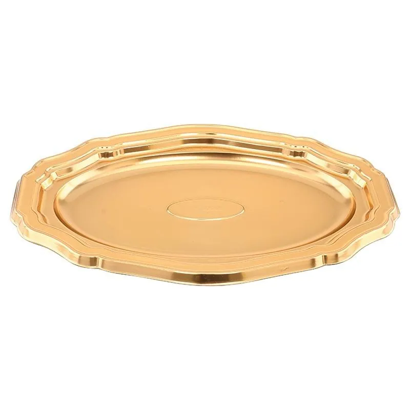 Christmas Tray Oval Reusable Plastic Gold 39cm X 25cm X 2.5cm Includes Clear Lid – image 2