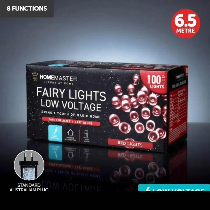 Christmas Fairy Light Low Voltage 100LED 6.5m Total Length Red 8 Function – image 4
