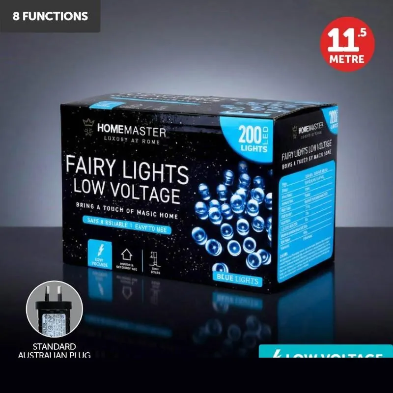 Christmas Fairy Light Low Voltage 200LED 11.5m Total Length Blue 8 Function – image 4