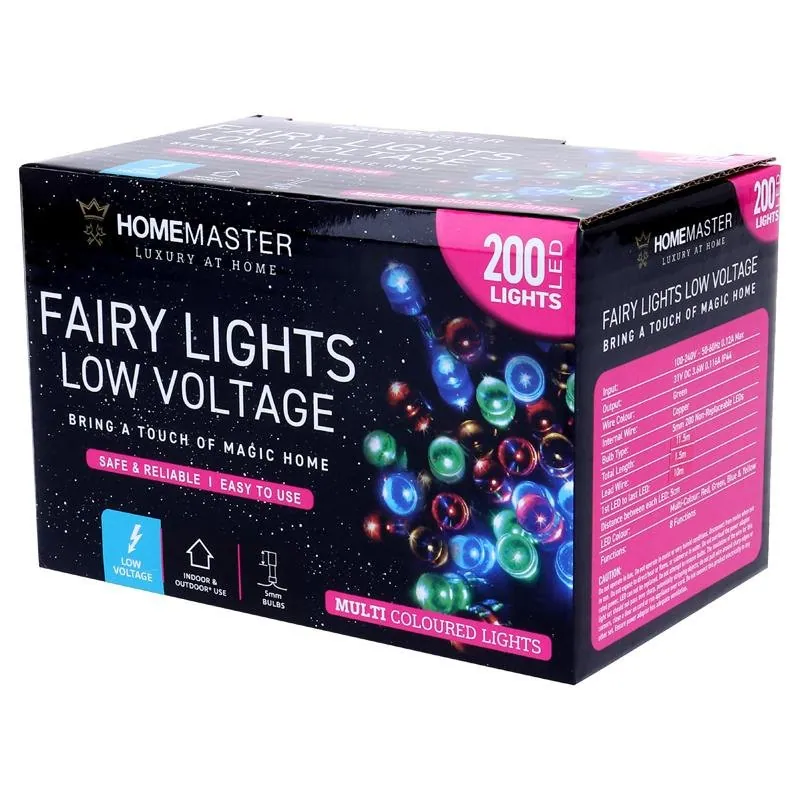 Christmas Fairy Light Low Voltage 200LED 11.5m Total Length Multi Colour 8 Function – image 3