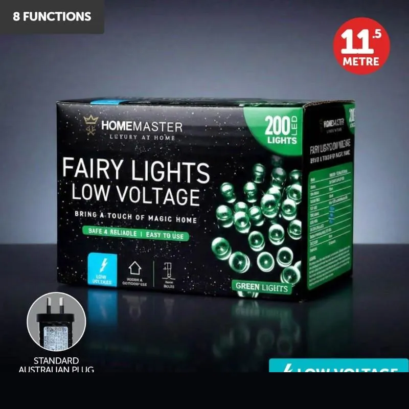 Christmas Fairy Light Low Voltage 200LED 11.5m Total Length Green 8 Function – image 4