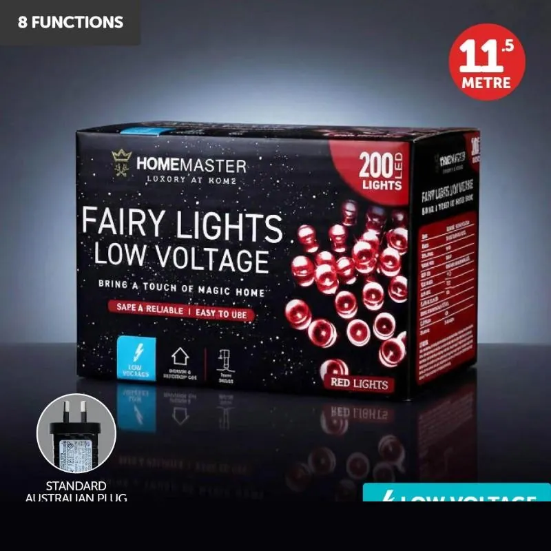 Christmas Fairy Light Low Voltage 200LED 11.5m Total Length Red 8 Function – image 4