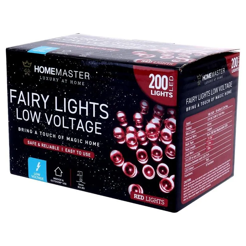 Christmas Fairy Light Low Voltage 200LED 11.5m Total Length Red 8 Function – image 3