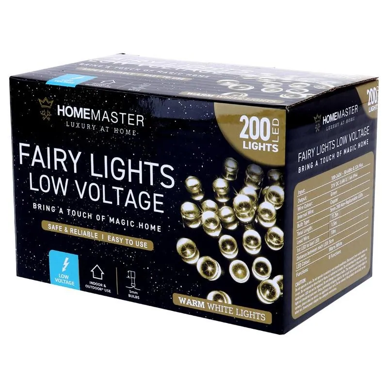 Christmas Fairy Light Low Voltage 200LED 11.5m Total Length Warm White 8 Function – image 3