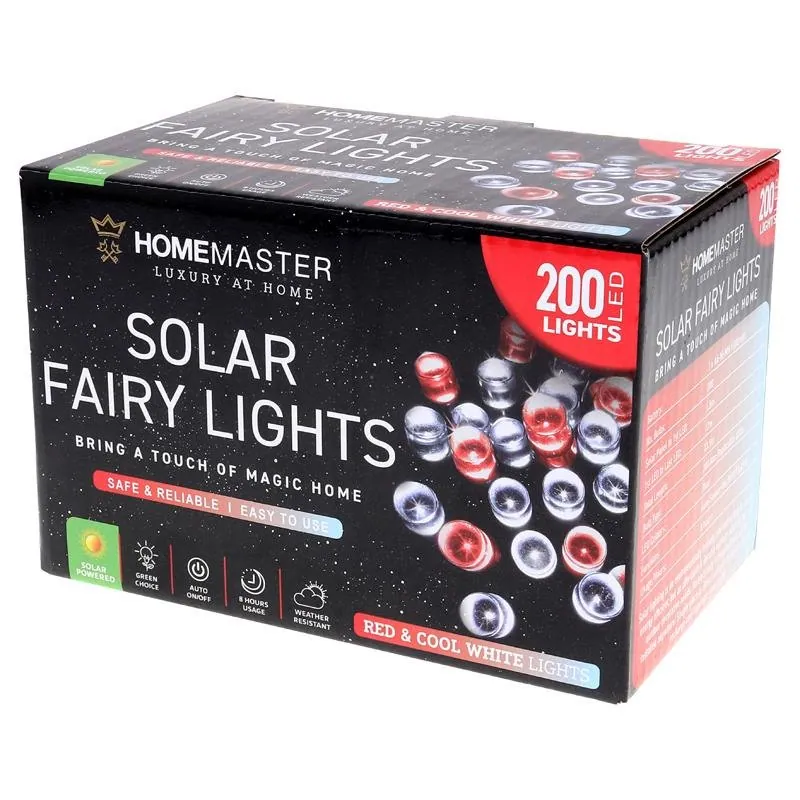 Christmas Fairy Light Solar 200LED 13.5m Total Length Red & Cool White 2 Functions – image 3