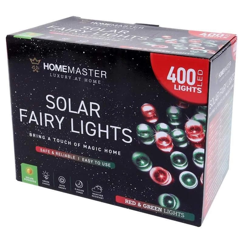 Christmas Fairy Light Solar 400LED 25.5m Total Length Red & Green 2 Functions – image 3