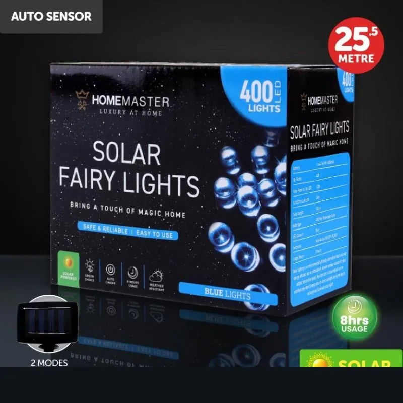 Christmas Fairy Light Solar 400LED 25.5m Total Length Blue 2 Functions – image 4