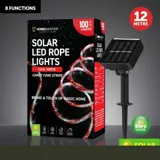 Christmas Rope Light Solar 100LED 12m Total Length Candy Cane Cool White 8 Functions – image 4