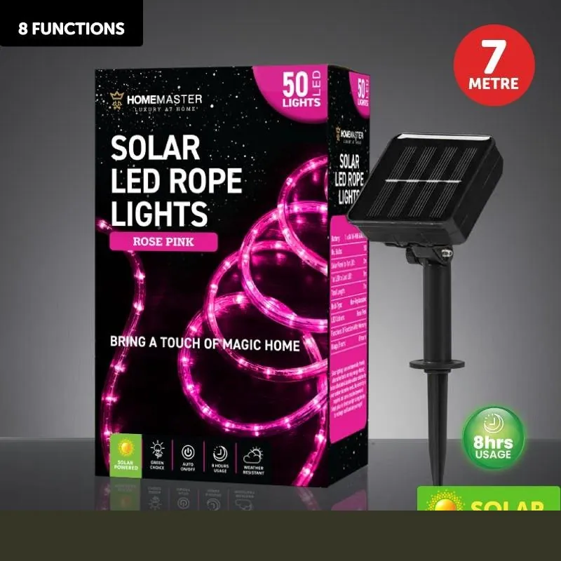 Christmas Rope Light Solar 50LED 7m Total Length Pink 8 Functions – image 4
