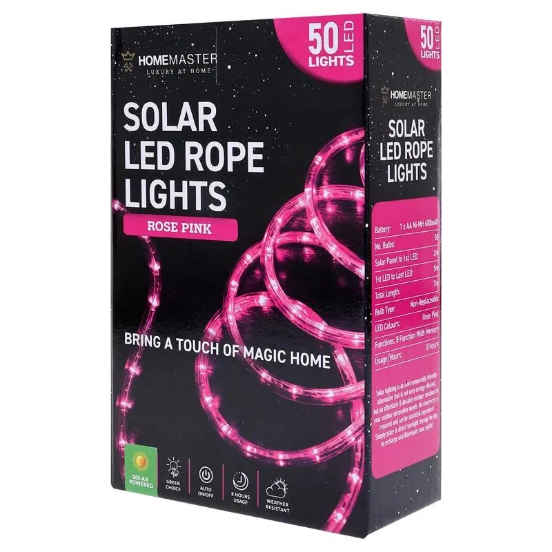Christmas Rope Light Solar 50LED 7m Total Length Pink 8 Functions – image 3