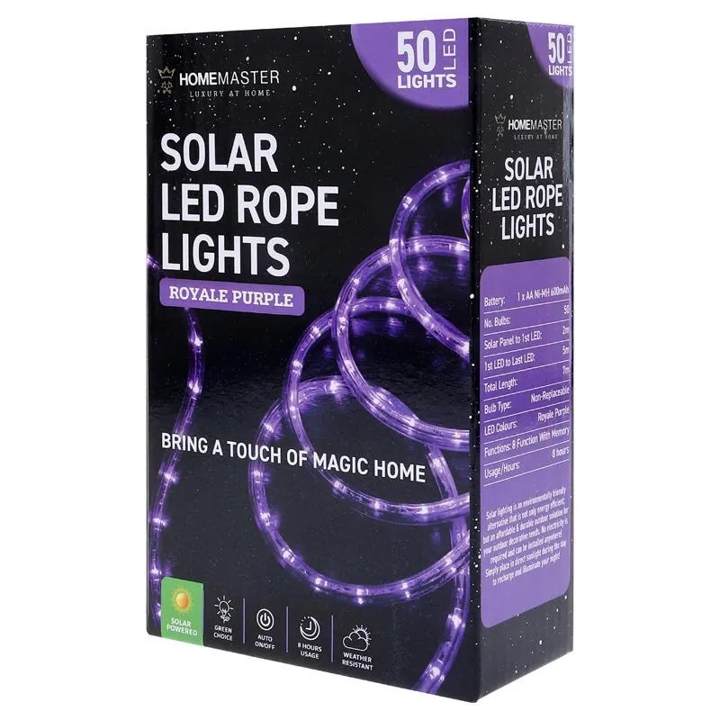 Christmas Rope Light Solar 50LED 7m Total Length Purple 8 Functions – image 3