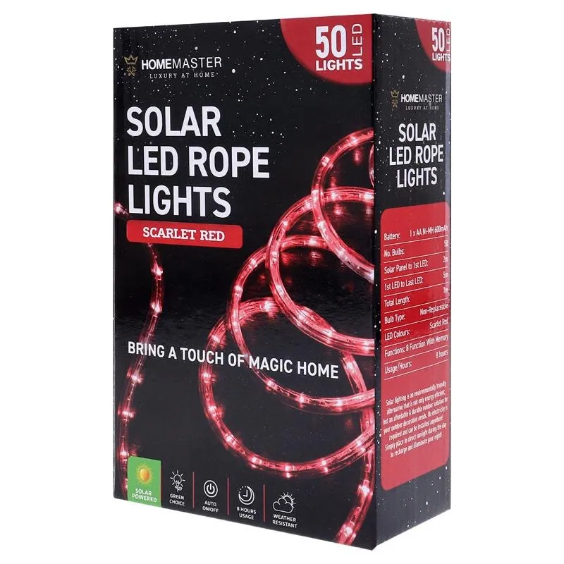 Christmas Rope Light Solar 50LED 7m Total Length Red 8 Functions – image 3
