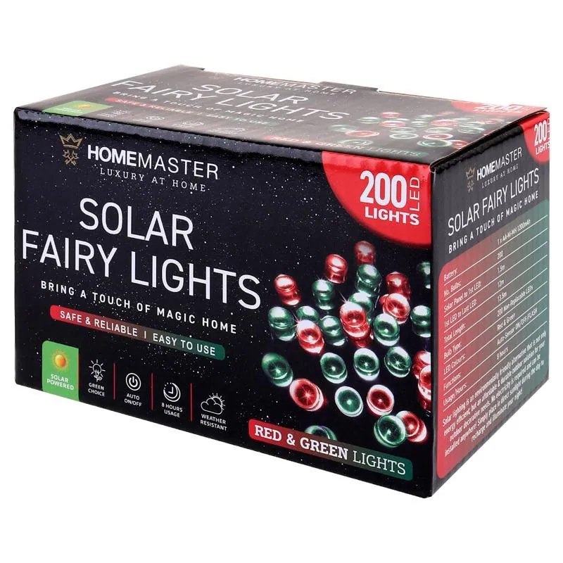 Christmas Fairy Light Solar 200LED 13.5m Total Length Red & Green 2 Functions – image 3