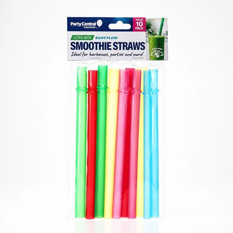 Straws Reusable Wide 10pk Easy Flow Smoothie Straws 20cm X 1.2cm Assorted Colours – image 4