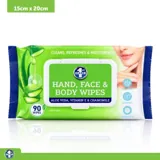 Hand, Face & Body Wet Wipes with Aloe Vera, Vitamin E & Chamomile 90pk - 15cm X 20cm Per/pc – image 4