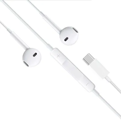Cord Headphones Wired Usb-c Powered 114cm Total Length White Suitable for iPhone & Android Devices