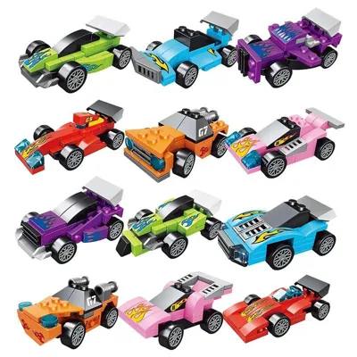 Building Brick Kit Blind Egg Race Car Series 6 Assorted Styles