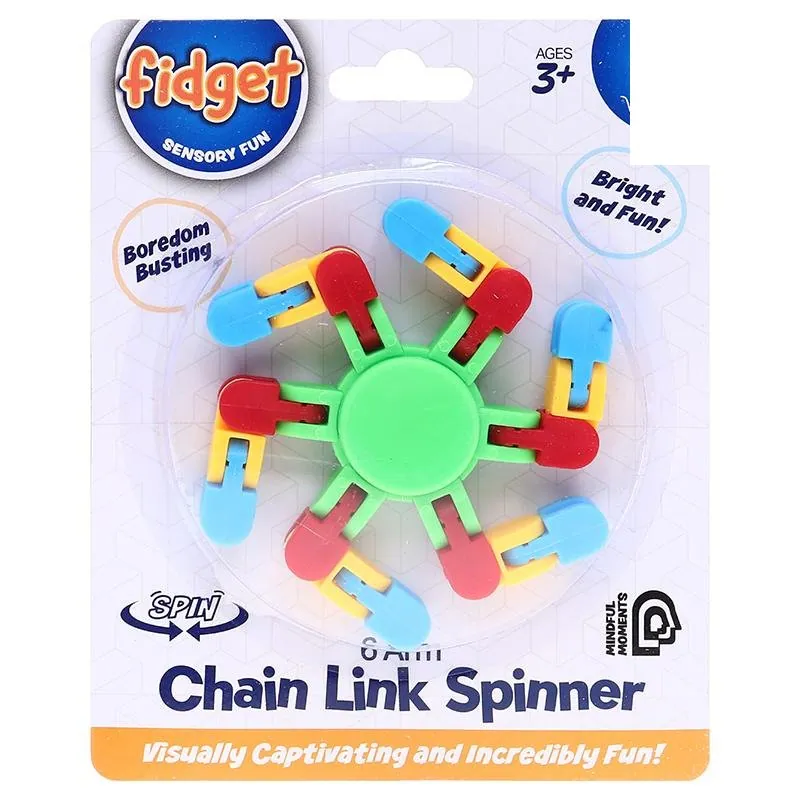 Fidget Chain Link Spinner 6-Arm 8.5cm (Each Arm) 3 Assorted Colours – image 2