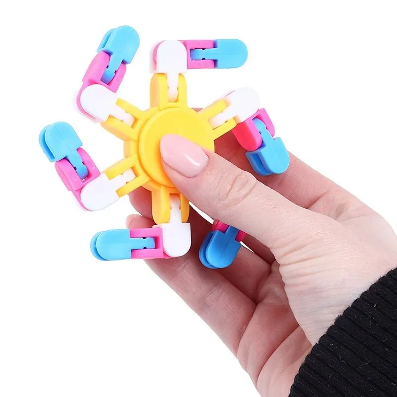 Fidget Chain Link Spinner 6-Arm 8.5cm (Each Arm) 3 Assorted Colours – image 3