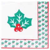Christmas Paper Napkins Enviro Disposable 30pk 33cm X 33cm Holly Design – image 3
