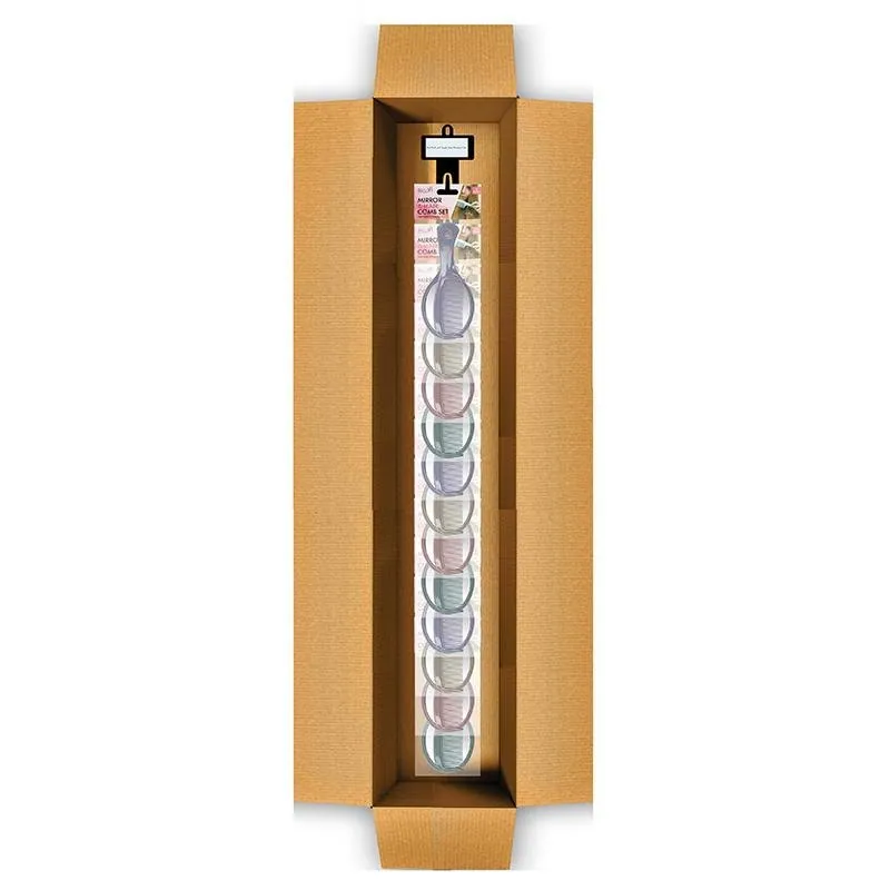 Mirror and Comb Set 2pc 17cm - Assorted Colours Pale Pink, Purple, Green, Cream Clip Strip – image 2