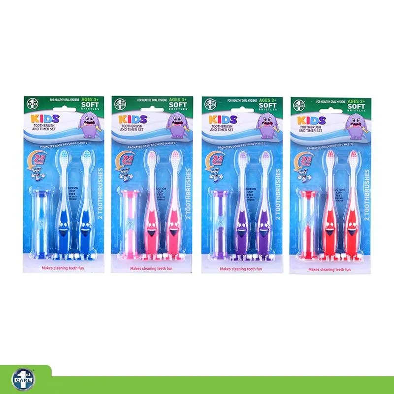 Kids Toothbrush and Timer Set Includes 2x Soft Bristle Brushes and 1x Timer Clip Strip – image 4