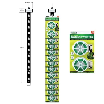 Plant Twist Tie with Cutter 20m Each 2pk Green Clip Strip