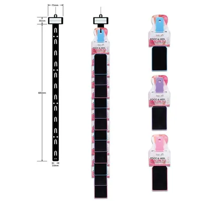 Pedicure Board Heel & Foot Blue, Purple, Pink 22.5cm X 6.5cm Clip Strip