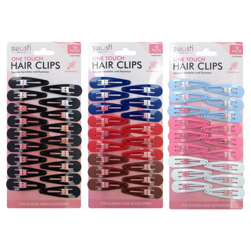 Hair Clips One Touch 18pk - 45mm - 3 Assorted Packs Clip Strip – image 4