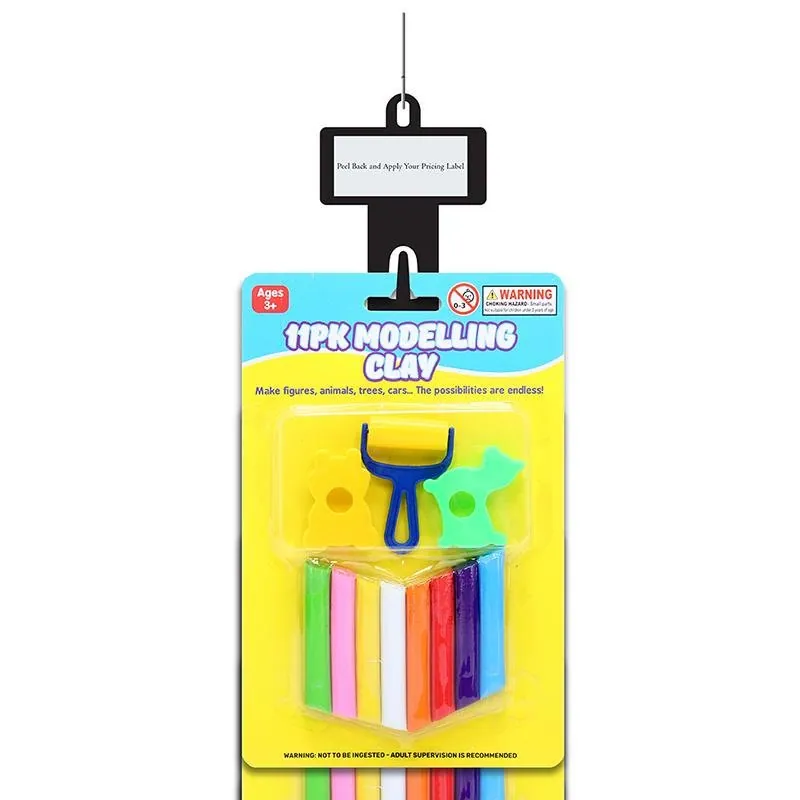 Clay Modelling Play Set 11pc 2 Assorted Sets Includes: 8pc X 10g Clay, 1pc X Roller & 2 X Moulds Clip Strip – image 3
