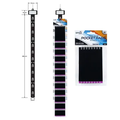Note Pads Pocket Size PVC 4pk Clip Strip