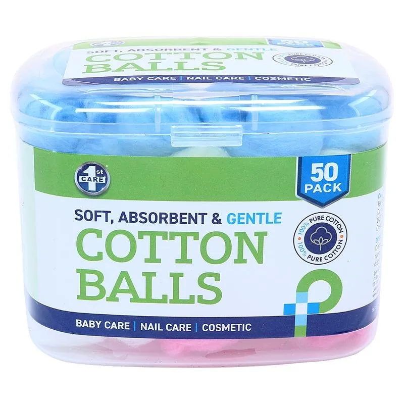 Cotton Balls with Storage Case 50pk Assorted: Pink, Blue, White, Yellow – image 4