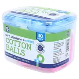 Cotton Balls with Storage Case 50pk Assorted: Pink, Blue, White, Yellow – image 3