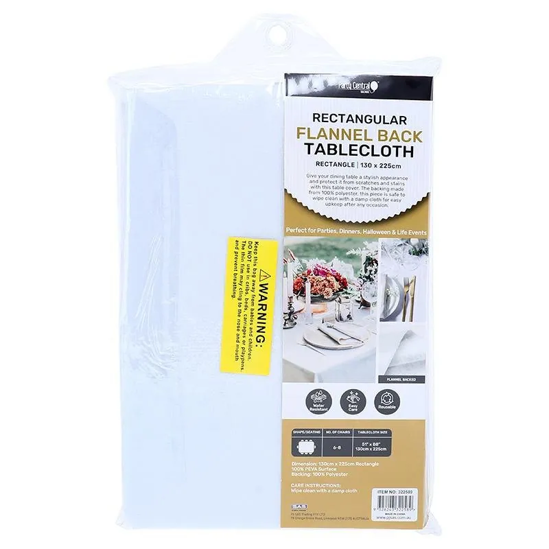 Tablecloth Elegant White Rectangular Peva, 130cm X 225cm (Seats 6-8) – image 2