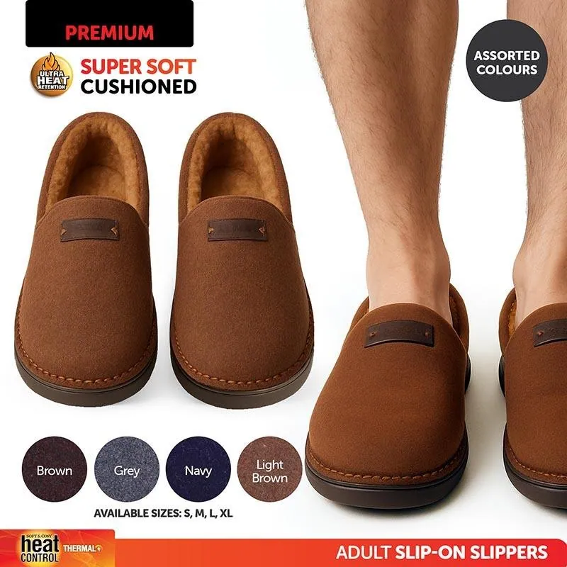 Slippers Premium Mens Slip on Faux Fur Lined Brown, Grey, Navy & Light Brown 4 Sizes: S,m,l,xl – image 4