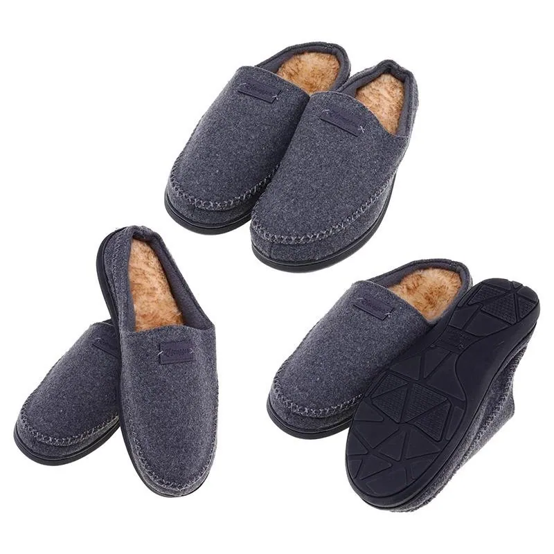Slippers Premium Mens Slip on Faux Fur Lined Brown, Grey, Navy & Light Brown 4 Sizes: S,m,l,xl – image 2