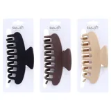 Hair Claw Clips 1pk Matt Finish, Black, Brown & Latte Colour, 3 Assorted Designs 9cm – image 1