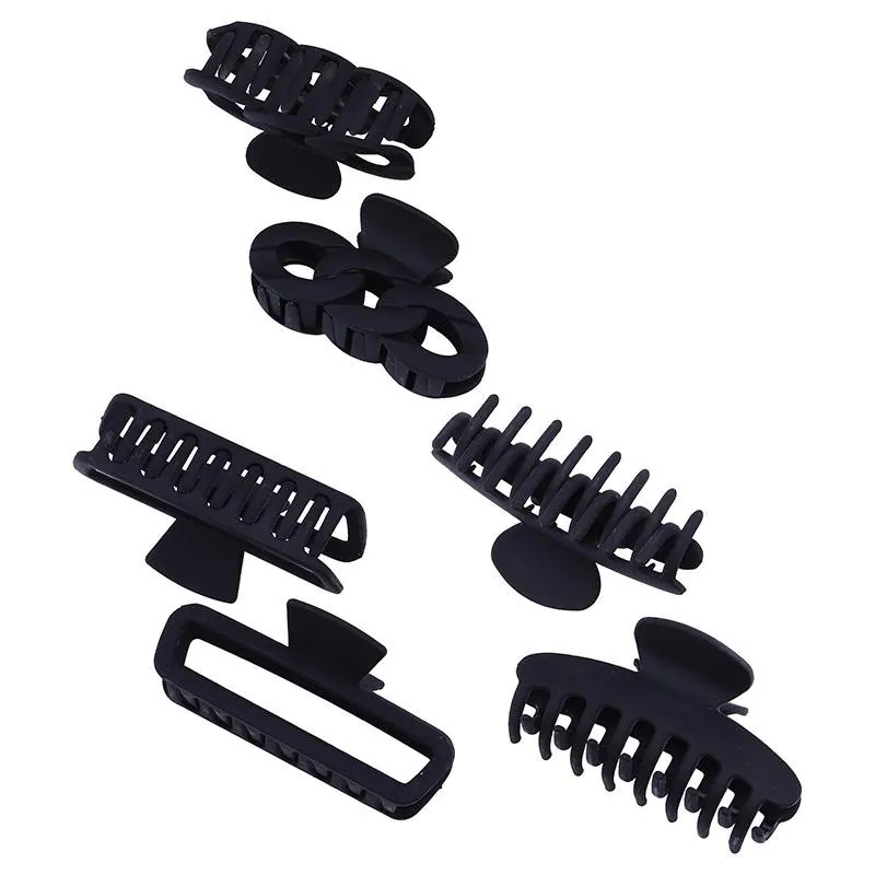 Hair Claw Clips 1pk Matt Finish, Black, Brown & Latte Colour, 3 Assorted Designs 9cm – image 2