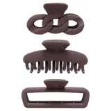 Hair Claw Clips 1pk Matt Finish, Black, Brown & Latte Colour, 3 Assorted Designs 9cm – image 3