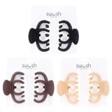 Hair Claw Clips 2pk Matte Finish, Black, Brown & Latte Colour, 6 Assorted Designs 7cm – image 1