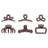 Hair Claw Clips 2pk Matte Finish, Black, Brown & Latte Colour, 6 Assorted Designs 7cm – image 3