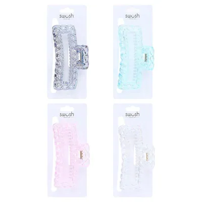 Hair Claw Clips 9.5cm, Pink, Clear, Blue & Grey 4 Assorted Designs