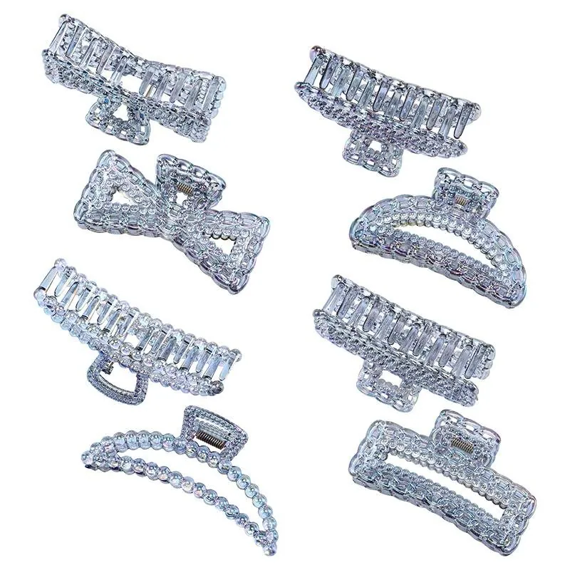 Hair Claw Clips 9.5cm, Pink, Clear, Blue & Grey 4 Assorted Designs – image 2