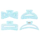 Hair Claw Clips 9.5cm, Pink, Clear, Blue & Grey 4 Assorted Designs – image 3