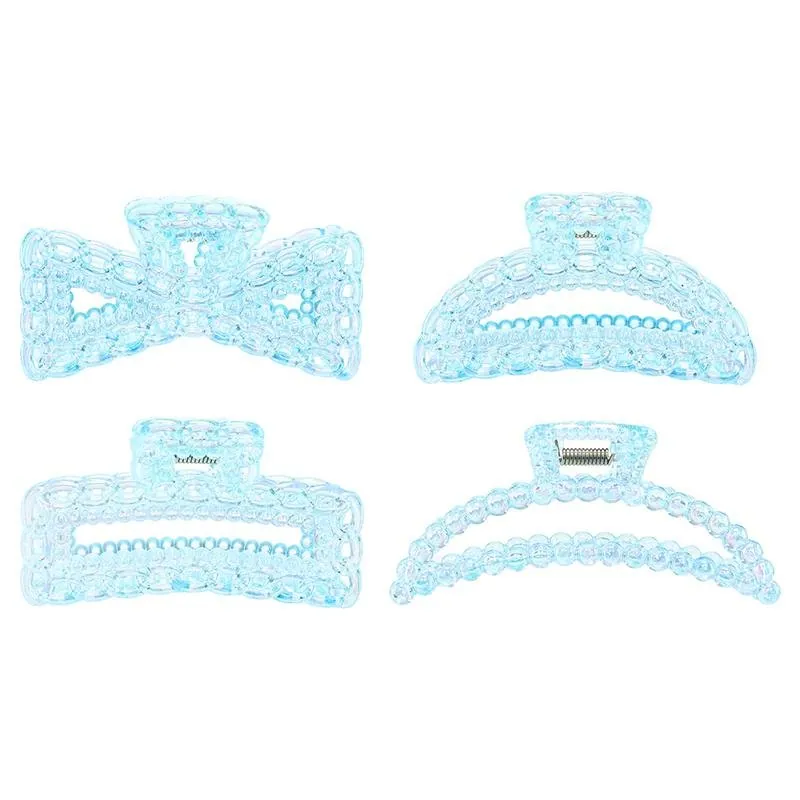 Hair Claw Clips 9.5cm, Pink, Clear, Blue & Grey 4 Assorted Designs – image 3