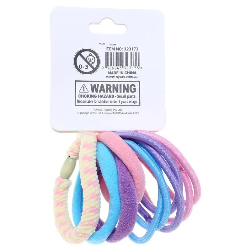Hair Clip Set 12pc Includes 2 Clips and 10 Assorted Hair Ties, 4 Assorted Colours: Pink, Purple, Blue, Yellow – image 3